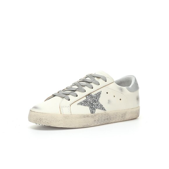 Golden Goose Super - Star Mens Low - Top Grey Heel Panel Sneakers - Picture 2 of 8